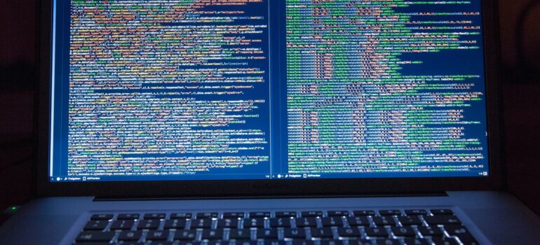 Computer screen with a large amount of data.