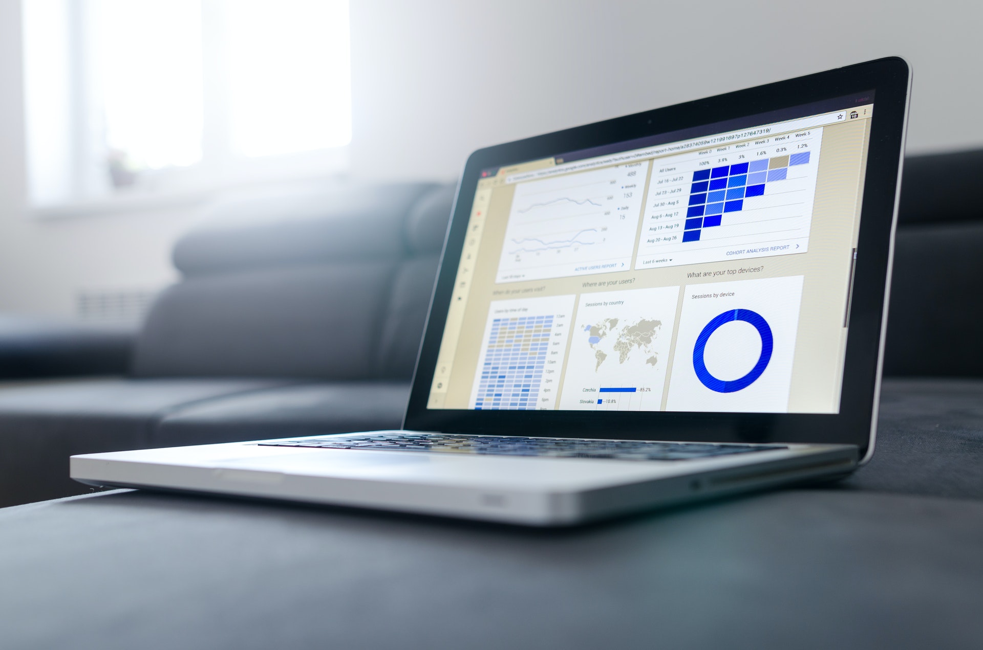 A laptop with CRM tool on its screen.