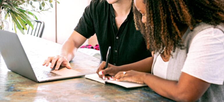 People doing research.