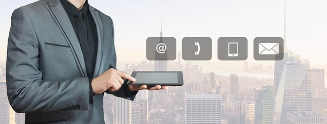 A person using tablet to reach out via different channels.