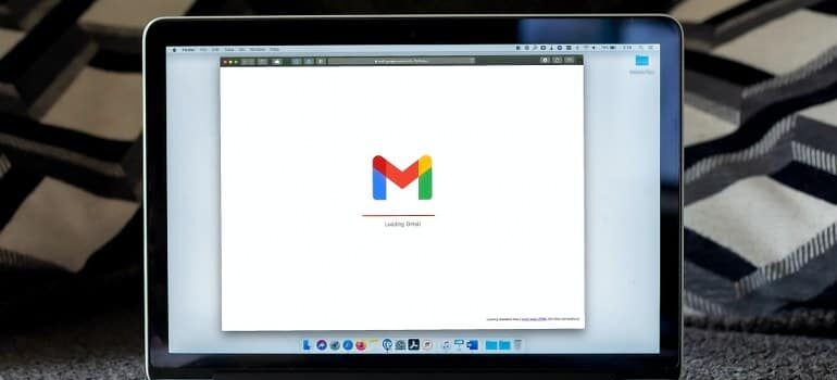 Loading Gmail on a laptop.