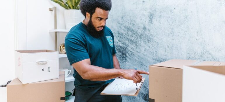 A moving making an onsite estimate.