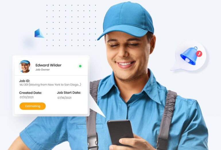 mover looking at his phone