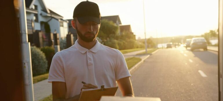 employee assigned to manage moving crews with CRM