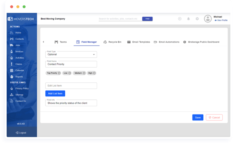 customization of fields in CRM