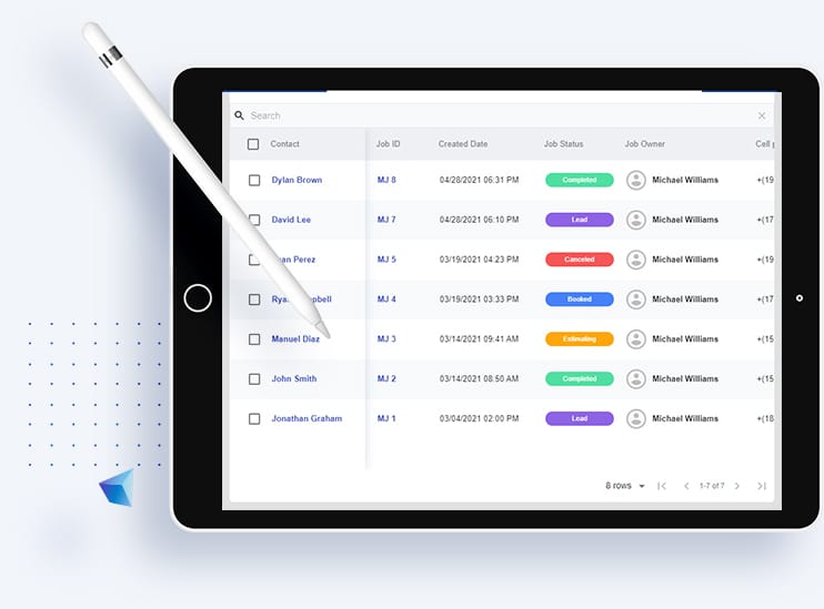 MoversTech crm on tablet view