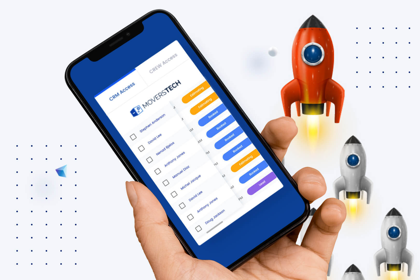 moverstech dashboard on mobile